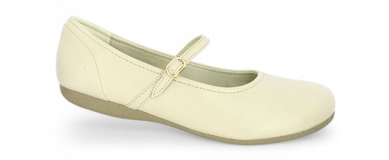 Ballerine grand taille blanc cassé à bout rond avec bride